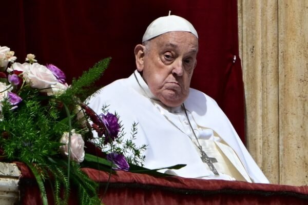 Pope Francis appears for the Blessing of Easter Sunday after meeting JD Vance in the Vatican