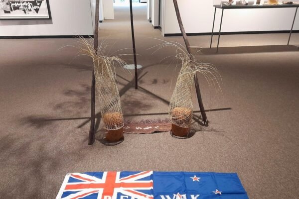 The protests for the works of art of the flag 'please walk on me' request their elimination of the New Zealand gallery, again
